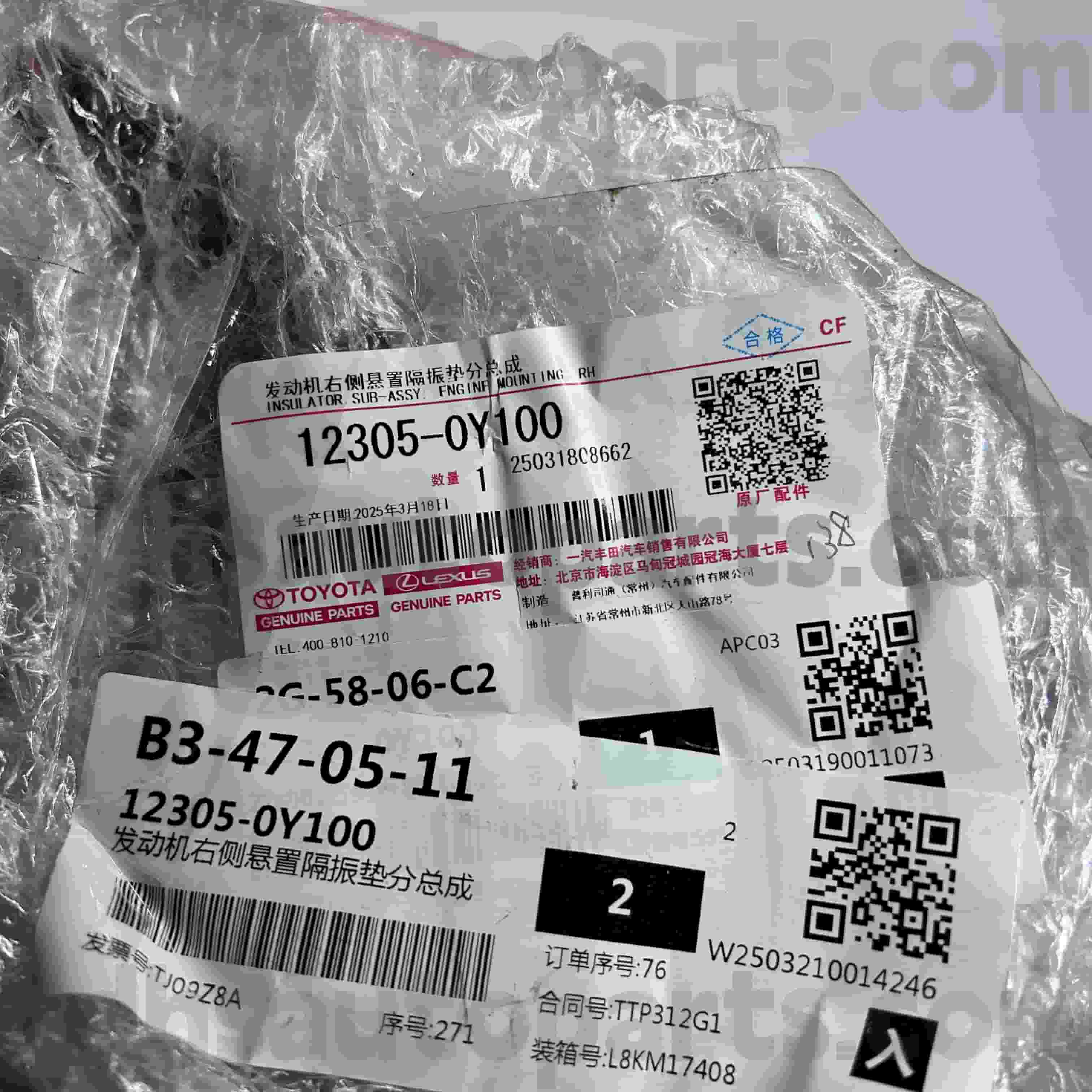 12305-0Y100 टोयोटा जेनुइन पार्ट्स राइट इन्जिन माउन्ट VIOS को लागि, YARIS चेसिस NO.6NRFE, 7NRFE..NSP15#