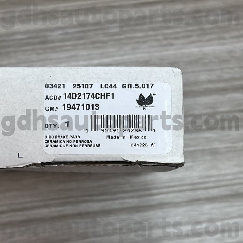 14d2174chf1 Acdelco ब्रेक प्याड एस्लेबेड ओएन.12414113